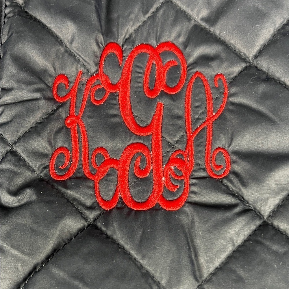 Marley Lilly Quilted Puffer Vest Womens Medium Black Monogram Zip Up - Picture 5 of 7